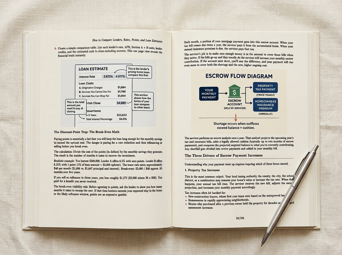 Open book on a linen surface showing the inside contents