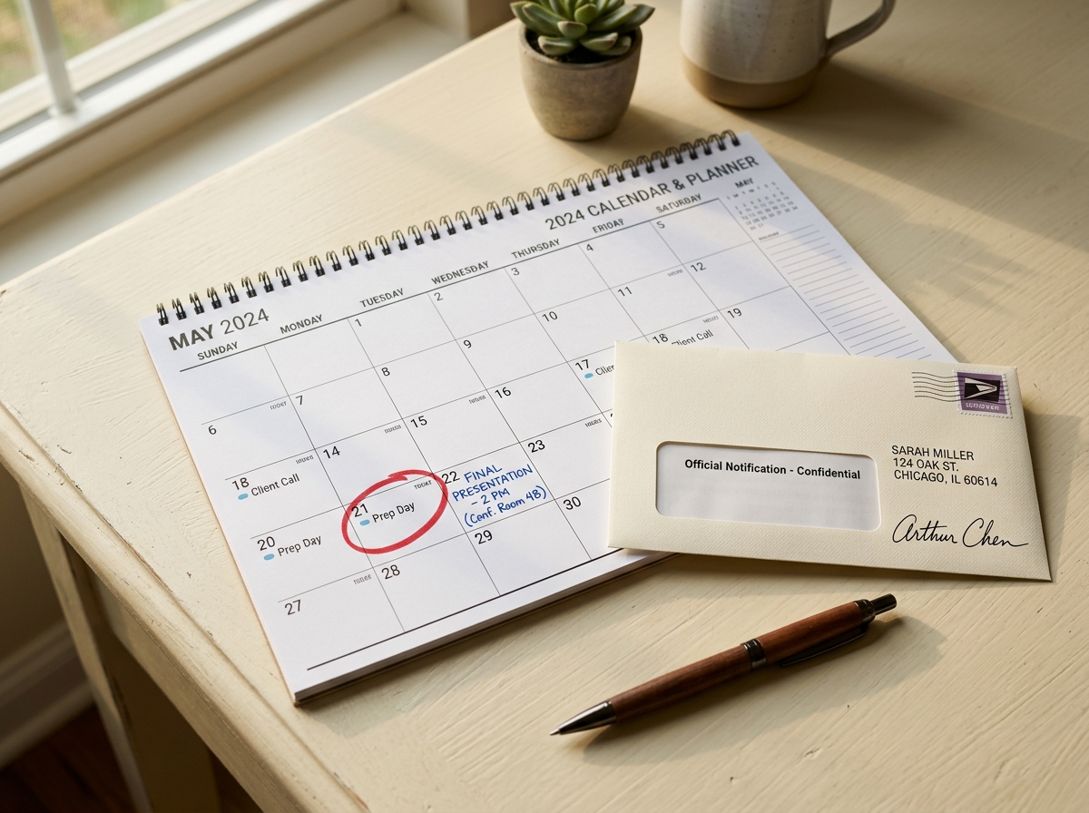 Calendar with a circled PMI exit date
